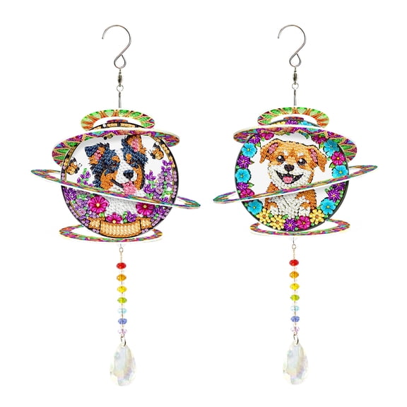 FLOPESN DIY Puppy Diamond Sunlight Capturer Art Hanging Ornament, 8.07*8.07 inch, Double-Sided PETHome Decor ,Stress-Relieving Handmade Gift