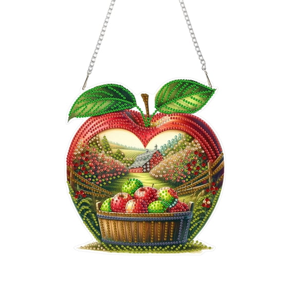 FLOPESN Diamond Art Apple Pendant, PET Material Home Decor Ornament, Single-Sided DIY Craft Kit