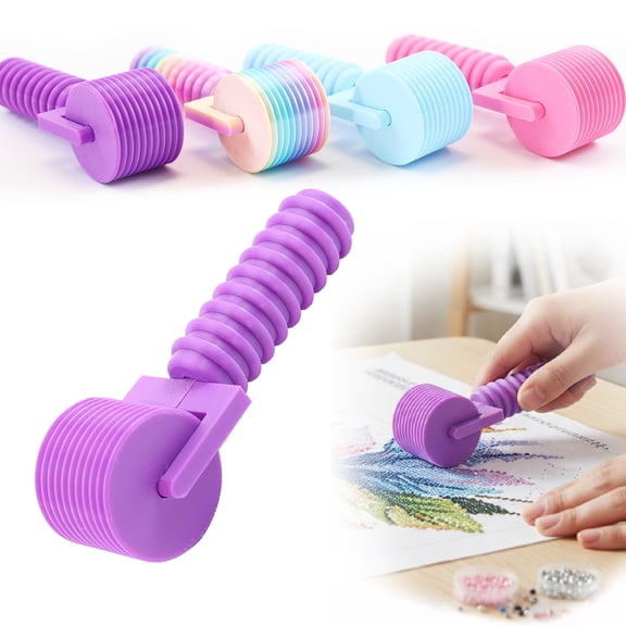 FLOPESN Diamond Art Roller New Reinforced Pressure Roller Essential DIY Craft Tool for Rhinestone Embroidery Easy-Grip Hand Roller Diamond Art Painting Tools & Accessories-Purple