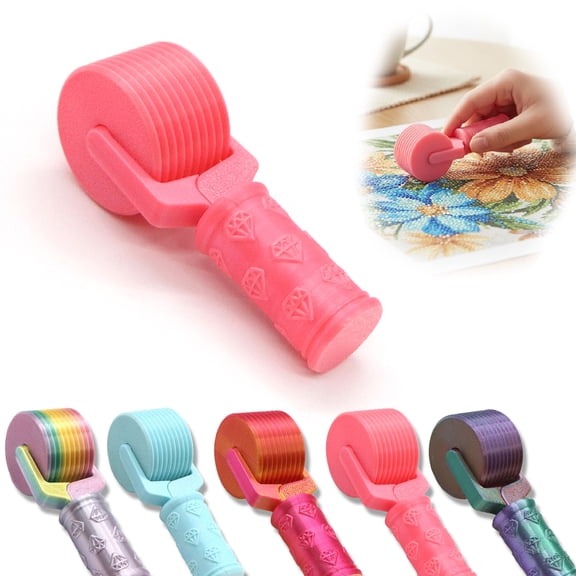 FLOPESN Diamond Art Roller New Reinforced Pressure Roller Essential DIY Craft Tool for Rhinestone Embroidery Easy-Grip Hand Roller Diamond Art Painting Tools & Accessories-Pink