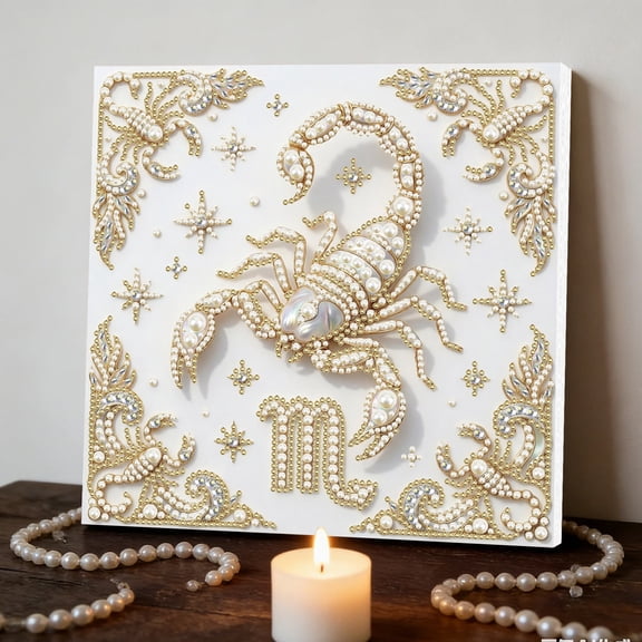 FLOPESN Diy Diamond Pearl Painting Kit with Frame, Twelve Zodiac Scorpio Theme, 9.84X9.84in, Beginner Friendly Craft for Adults, Wall Art Decor