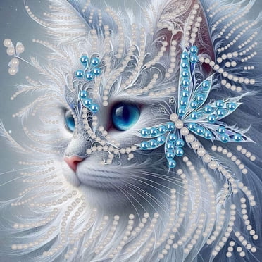 FLOPESN Gemstone Pearl Diamond Art Painting Kits Frameless, Creative Design Handmade Home Wall Decoration with Tools, Pattern Size 9.84x9.84in -Cat-1