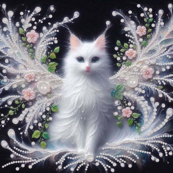 FLOPESN Gemstone Pearl Diamond Art Painting Kits Frameless, Creative Design Handmade Home Wall Decoration with Tools, Pattern Size 9.84x9.84in -Cat-2