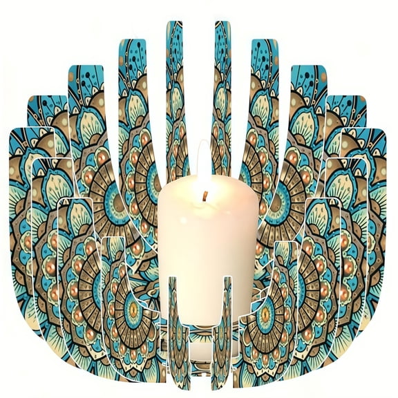 FLOPESN Mandala Candlestick DIY Diamond Art Painting Kits,Creative Pattern Design Acrylic Material Desktop Ornament Home Decor