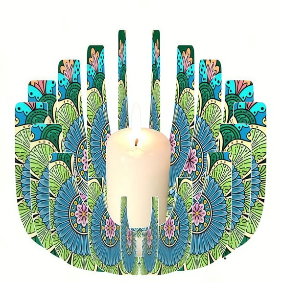 FLOPESN Mandala Candlestick DIY Diamond Art Painting Kits,Creative Pattern Design Acrylic Material Desktop Ornament Home Decor