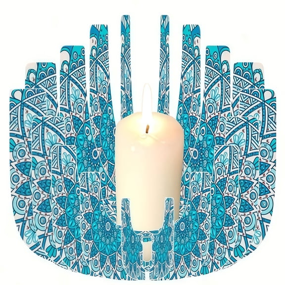 FLOPESN Mandala Candlestick DIY Diamond Art Painting Kits,Creative Pattern Design Acrylic Material Desktop Ornament Home Decor