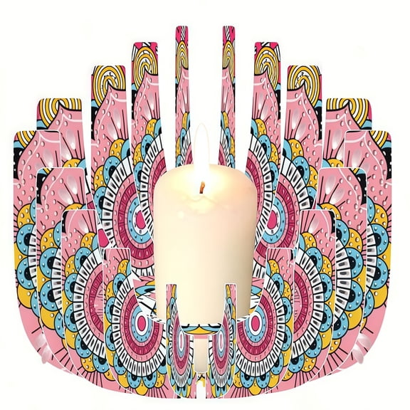 FLOPESN Mandala Candlestick DIY Diamond Art Painting Kits,Creative Pattern Design Acrylic Material Desktop Ornament Home Decor