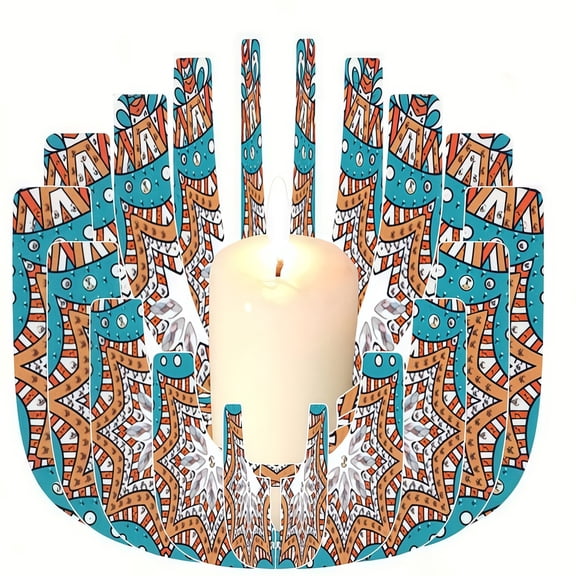 FLOPESN Mandala Candlestick DIY Diamond Art Painting Kits,Creative Pattern Design Acrylic Material Desktop Ornament Home Decor