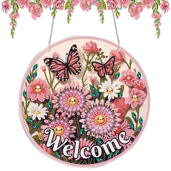 FLOPESN Spring Flowers DIY Diamond Art Painting Kits,Creative Design PET Material Round Shape Home Decoration Pendant Double-Sided Pattern,Single-Sided Diamond