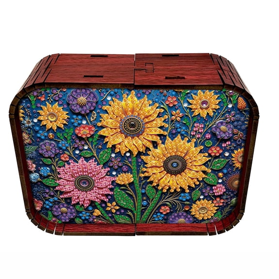 FLOPESN Wooden Music Box DIY Diamond Art Painting Kits,Creative Design Fun Home Decor Gift For Birthday Holiday-Flower
