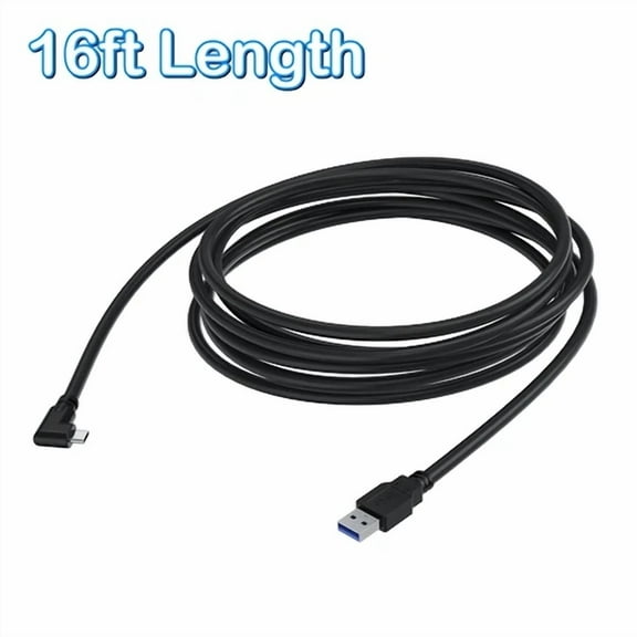 FLORA- 16Ft Link Cable For Meta Quest 3, Oculus Quest 2 - Right Angle Usb-C To Usb-A