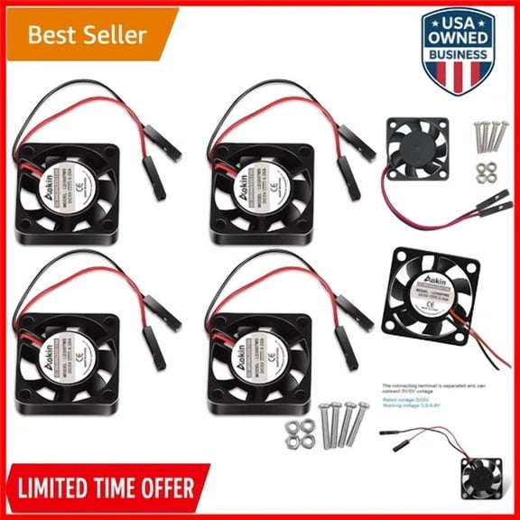 FLORA- 4Pcs 30X30X7Mm Black Brushless Cooling Fan For Raspberry Pi 4 3 B+ B Zero