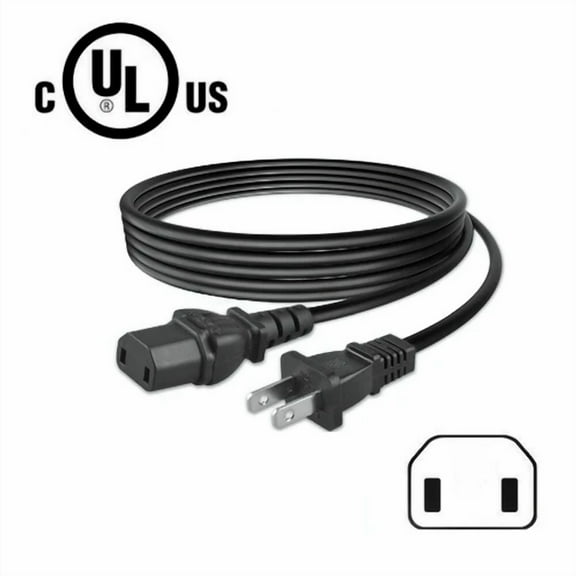FLORA- 6.6Ft 2-Prong Ul Ac Power Cord Cable Lead For Xbox 360 Jasper Falcon And Slim