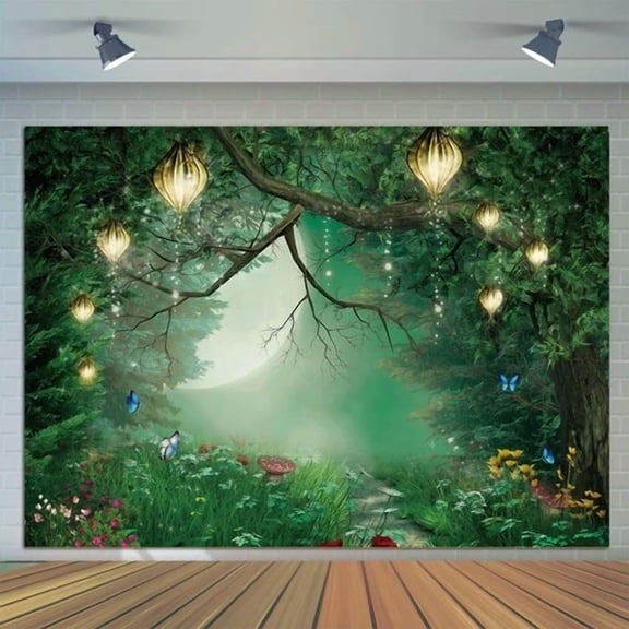 FLORA- 7X5Ft Spring Enchanted Fairytale Forest Backdrop For Photography Mushroom Wonder