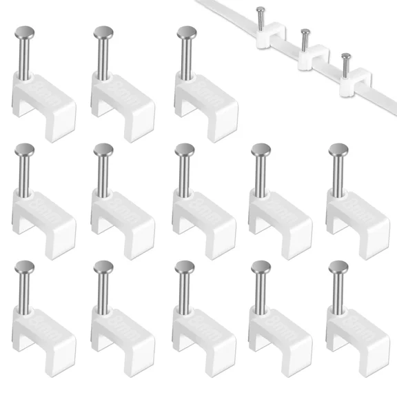 FLORA- Cable Clips - Cablegeeker 100 Pieces Ethernet With Nails White