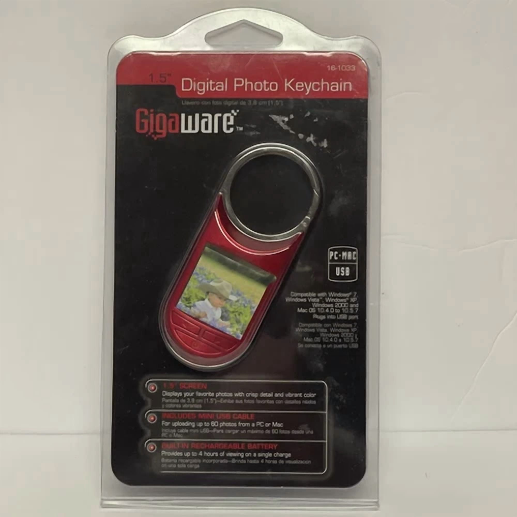 FLORA- Gigaware Digital Photo Keychain 1.5” Screen With Usb Cable New ...