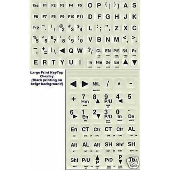 FLORA- Large Print English Keyboard Stickers W/ Black Letters