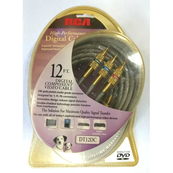 FLORA- New Rca High Performance 12 Foot Digital Component Video Cable, - Model Dt12Dc