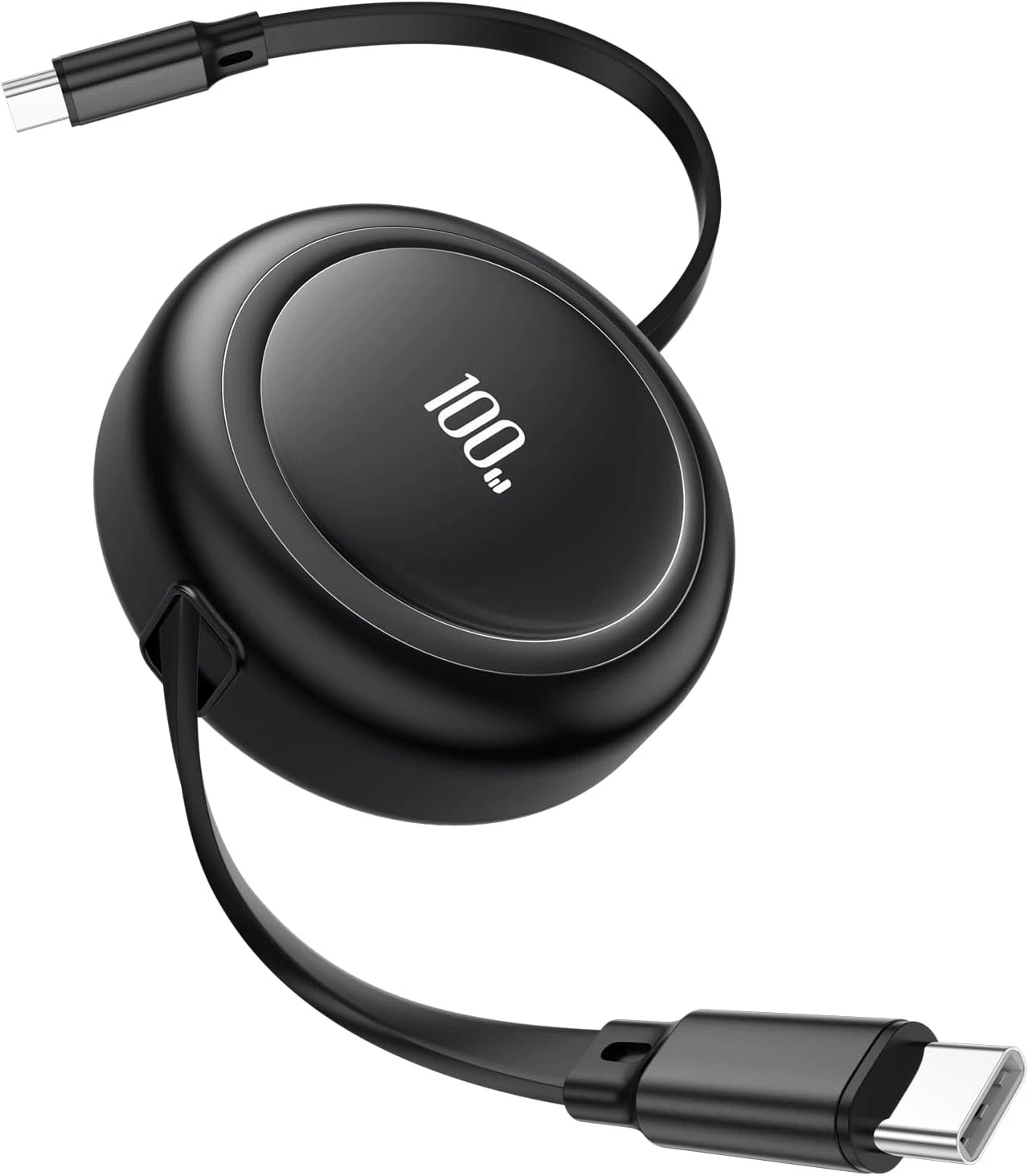 FLORA- Retractable Usb C Cable, 100W 5A C To C Fast Charging Black
