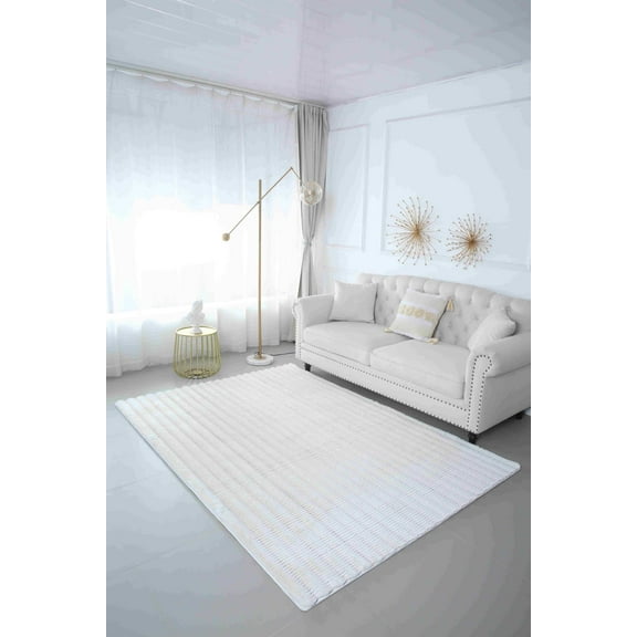 Modern Shaggy Abstract Geometric Rug for Living Room Bedroom (5'2"x7'5",Grey)