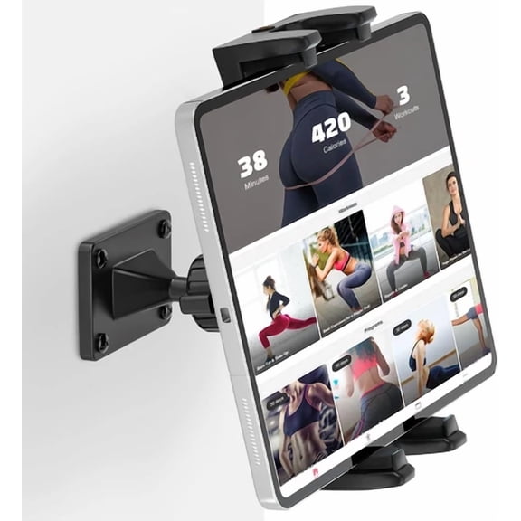 FLORA- Tablet Wall Mount, 360 Rotation Holder Stand, Sturdy Metal Black