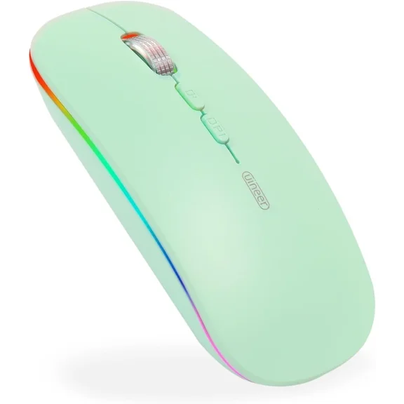 FLORA- Wireless Silent Mouse Bluetooth, Rechargeable Led (Bt 5.1+2.4G) Green