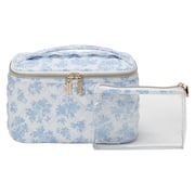 Conair Floral Print Train Case Set, 2-Piece Travel Organizer with Clear Pouch
