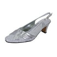 thumbnail image 1 of FLORAL Abagail Women's Wide Width Pleated Upper Crystals Closed Toe Slingback SILVER 8.5, 1 of 6