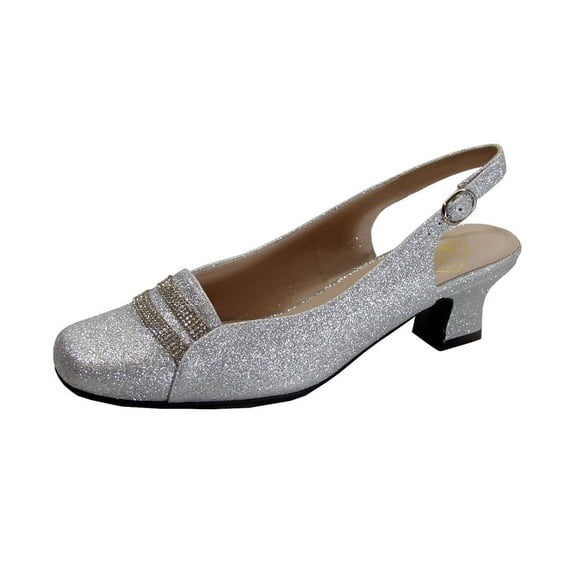 FLORAL Abigail Women's Wide Width Slingback Dress Pumps SILVER 9.5
