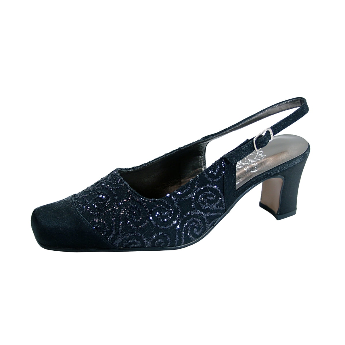 FLORAL Aida Women's Wide Width Dress Slingback Pumps BLACK 6