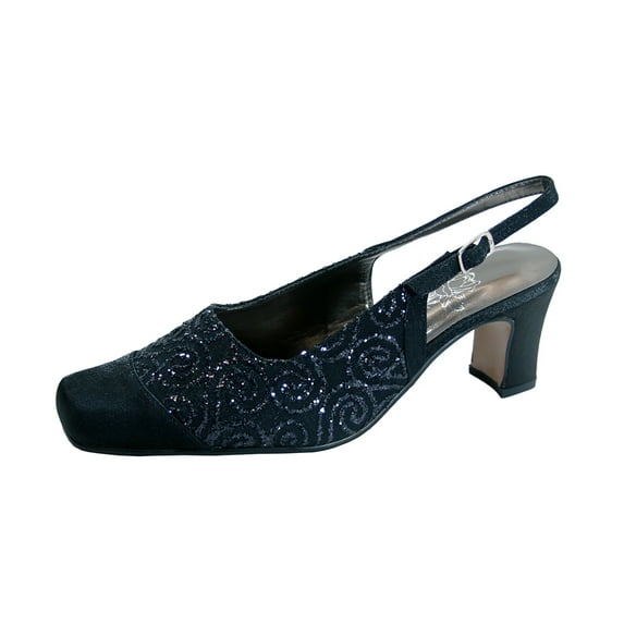 FLORAL Aida Women's Wide Width Dress Slingback Pumps BLACK 7