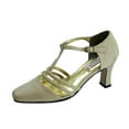 thumbnail image 1 of FLORAL Amina Women's Wide Width T-Strap Pumps With Rhinestones GOLD 5, 1 of 6