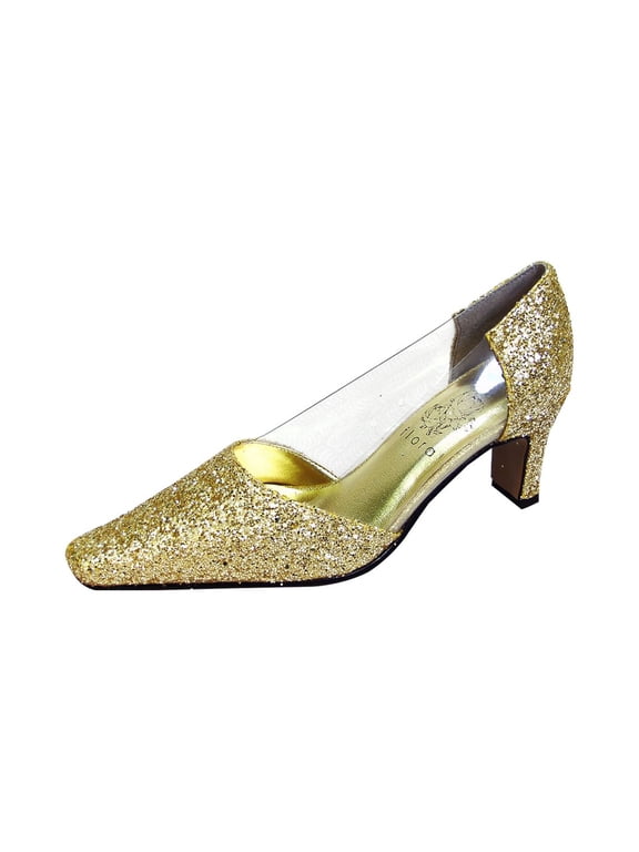 Asha Women Wide Width Evening Dress Shoes for Wedding, Prom, Dinner GOLD 10