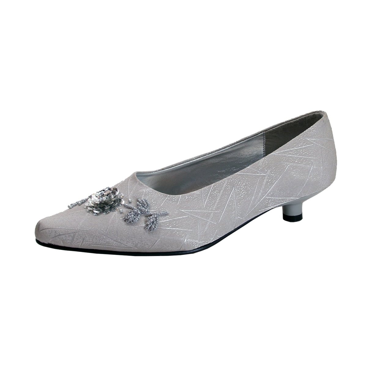FLORAL Ayla Women's Wide Width Satin Upper Dress Pumps SILVER 6.5