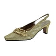 thumbnail image 1 of FLORAL Bloom Women Wide Width Falbala Trim With Rhinestone Slingback Shoes GOLD 8, 1 of 6