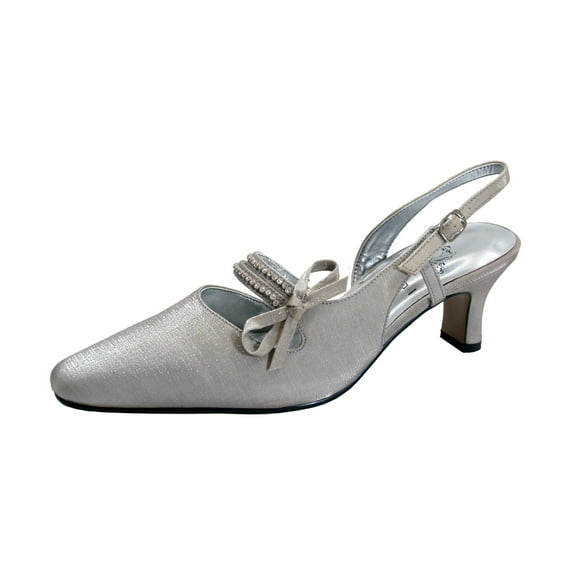 FLORAL Britt Women's Wide Width Dress Slingback Pumps SILVER 10.5