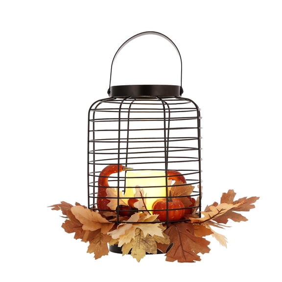 Light-Up Leaves and Gourds Lantern Decoration, Multicolor, 12", Fall by Way To Celebrate
