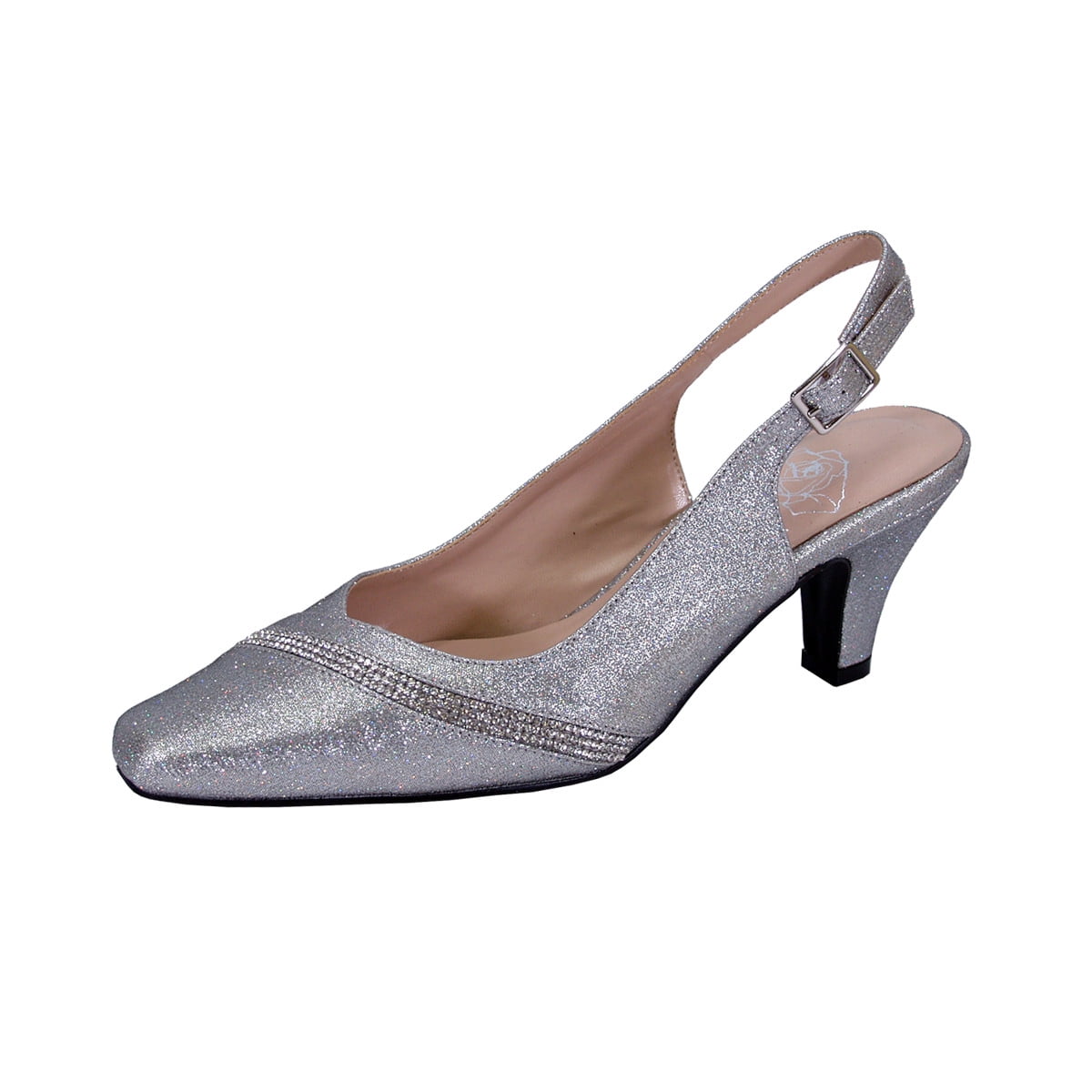 FLORAL Candice Women Extra Wide Width Pointed Toe with Crystal Strip Upper Slingback