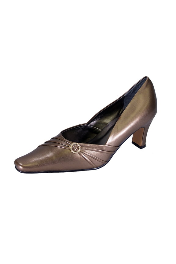 Chantelle Women's Wide Width Classic Elegant Trendy Comfort Slingback Dress Pumps BRONZE 10