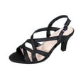 thumbnail image 1 of FLORAL Charlotte Women Wide Width Criss-Cross Strappy OpenToe Dressy Slingback Heeled Sandals, 1 of 6