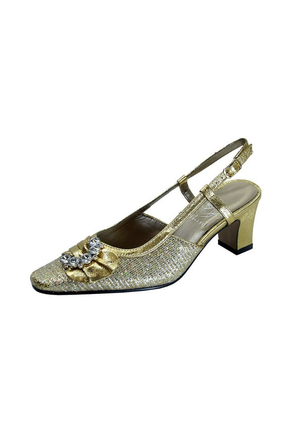 Clea Women's Wide Width Dress Slingback Metallic Shoes GOLD 5