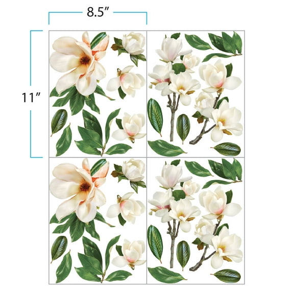 FLORAL DE AMOR Elegant Magnolia Transfer Paper,Infusible Transfer Ink Sheets 4 sheets 8" x 11" Pumping ink Pattern- Pre-printed Sublimation Paper for Mug Heat Press Coaster Blanks DIY T-shirts