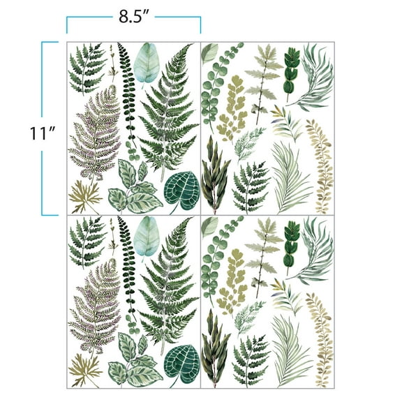 FLORAL DE AMOR Fern & Greens Transfer Paper,Infusible Transfer Ink Sheets 4 sheets 8" x 11" Pumping ink Pattern- Pre-printed Sublimation Paper for Mug Heat Press Coaster Blanks DIY T-shirts