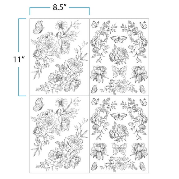 FLORAL DE AMOR Nature Illustrations Transfer Paper,Infusible Transfer Ink Sheets,4 sheets 8" x 11" Pumping ink Pattern- Pre-printed Sublimation Paper for Mug Heat Press,Coaster Blanks,DIY T-shirts