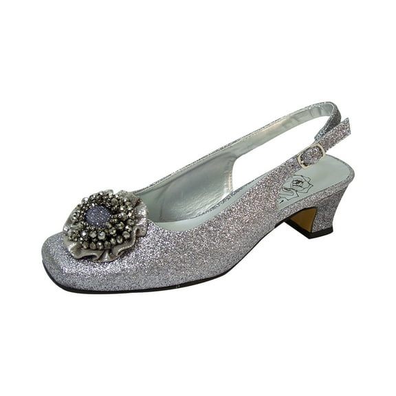 FLORAL Dara Women Extra Wide Width Flower Bow Glitter Slingback