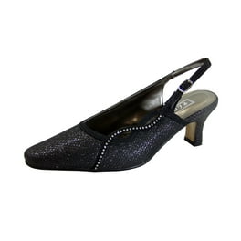 Free Shipping FLORAL Alexis Women s Wide Width Elegant Pointed Toe Slingback Dress Shoes for Evening Dinner Prom and Work BLACK 10 Walmart
