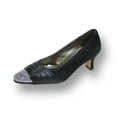 thumbnail image 1 of FLORAL Dolly Women's Wide Width Rhinestone Toe Cap Glittery Metallic Pump BLACK 11, 1 of 6