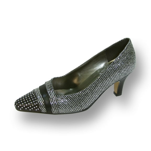 FLORAL Effle Women's Wide Width Evening Dress Shoes for Wedding, Prom & Dinner BLACK 12