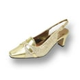 thumbnail image 1 of FLORAL Elena Women's Wide Width Rhinestone Jewel Buckle Closed Toe Slingback GOLD 6.5, 1 of 6
