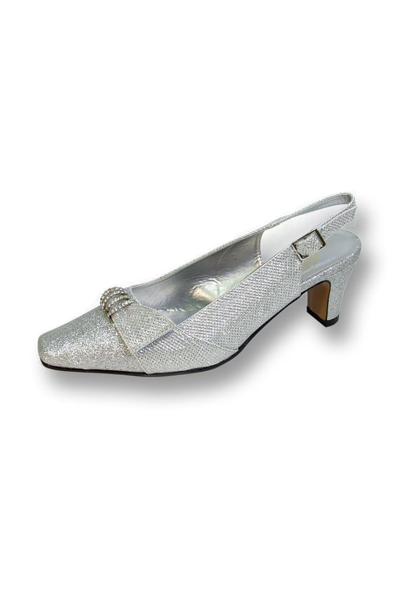 Emma Women's Wide Width Evening Dress Shoes for Wedding, Prom, & Dinner SILVER 7